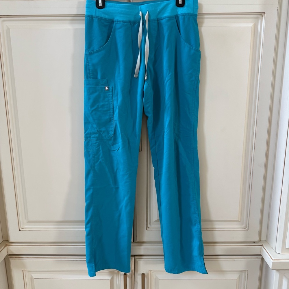 Figs Teal Wide-leg Scrub Pants
